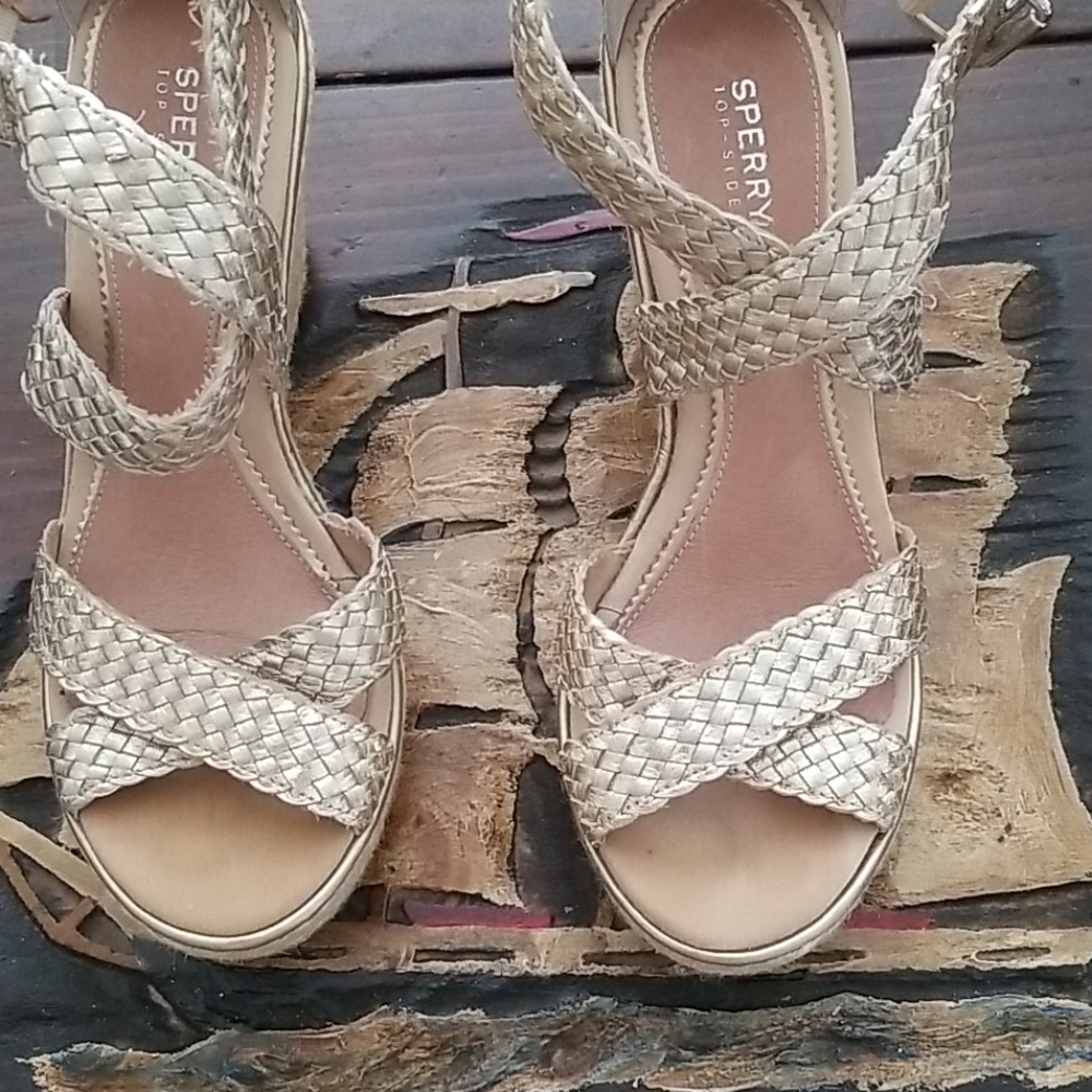 Gold Sperry top siders